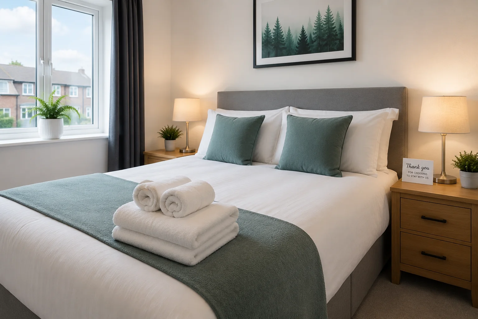 Prepared short-let bedroom with clean linen