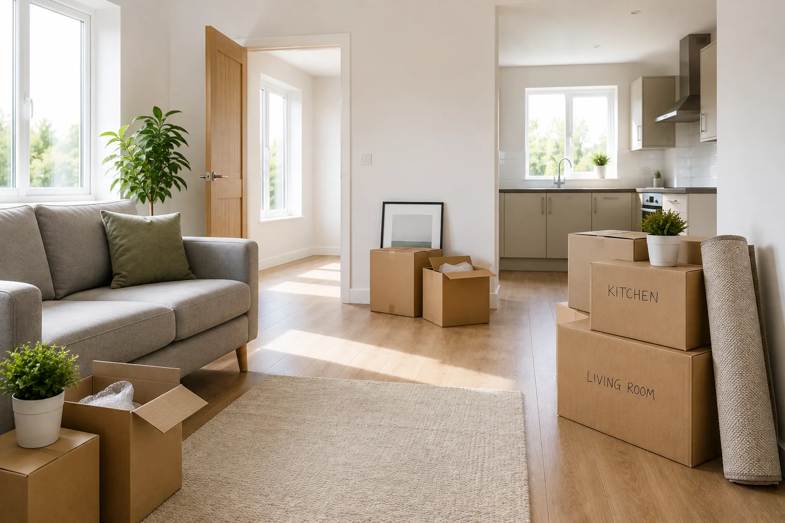 Home with moving boxes ready for move cleaning